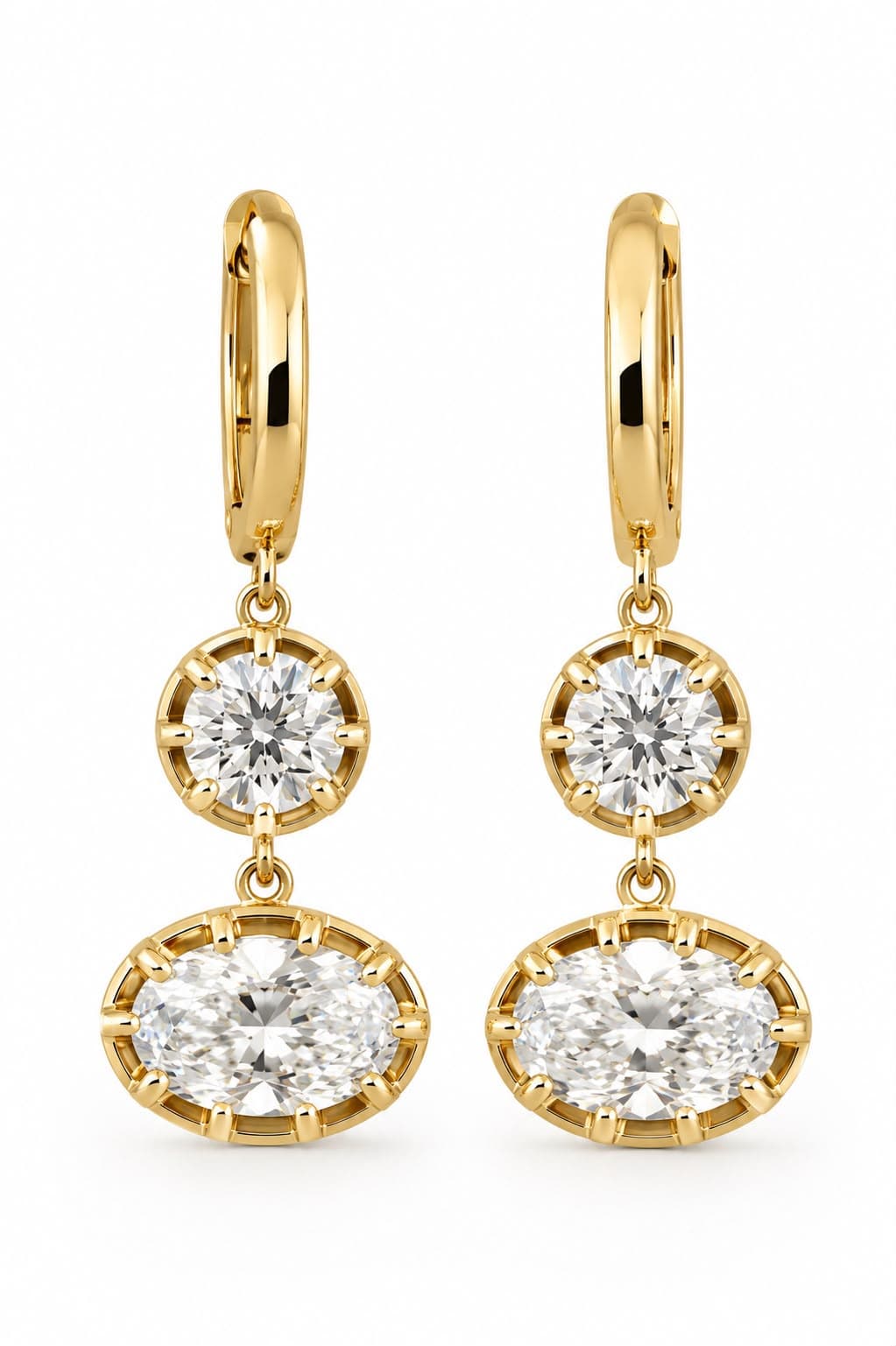 Aretes Gota — Oro amarillo 18k, Argolla + gota oval